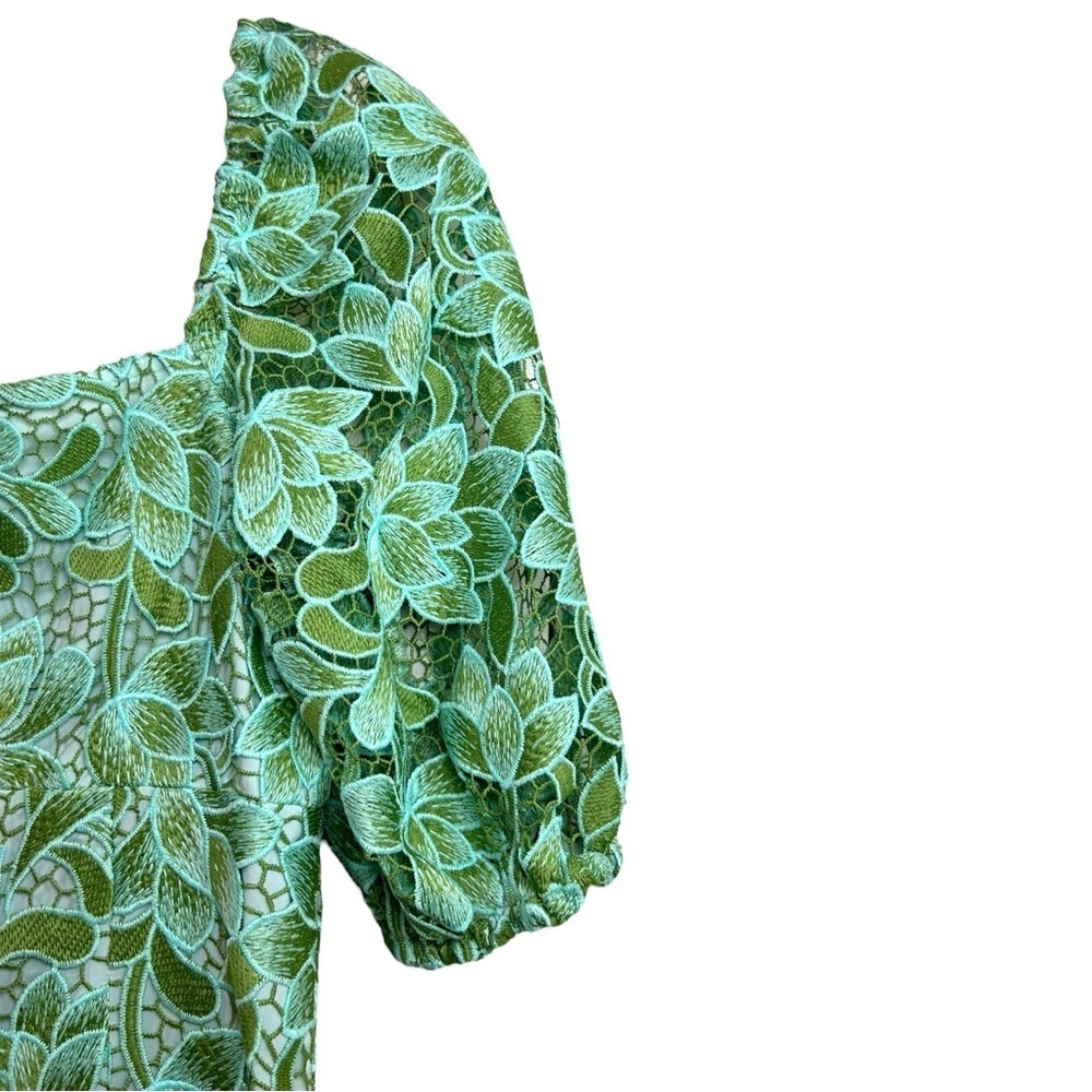 Shoshanna - Women’s ‘Layne’ Lace Puff-Sleeve Minidress - Light Green, Size 0 - Picture 13 of 15